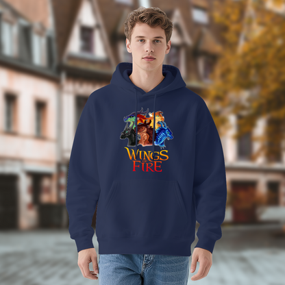 Wings of Fire Dragon Art Navy Hoodie, Unisex Book Fan Soft Comfort Top