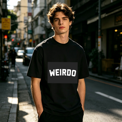 Men's Minimal Bold WEIRDO Word Streetwear Graphic Tee