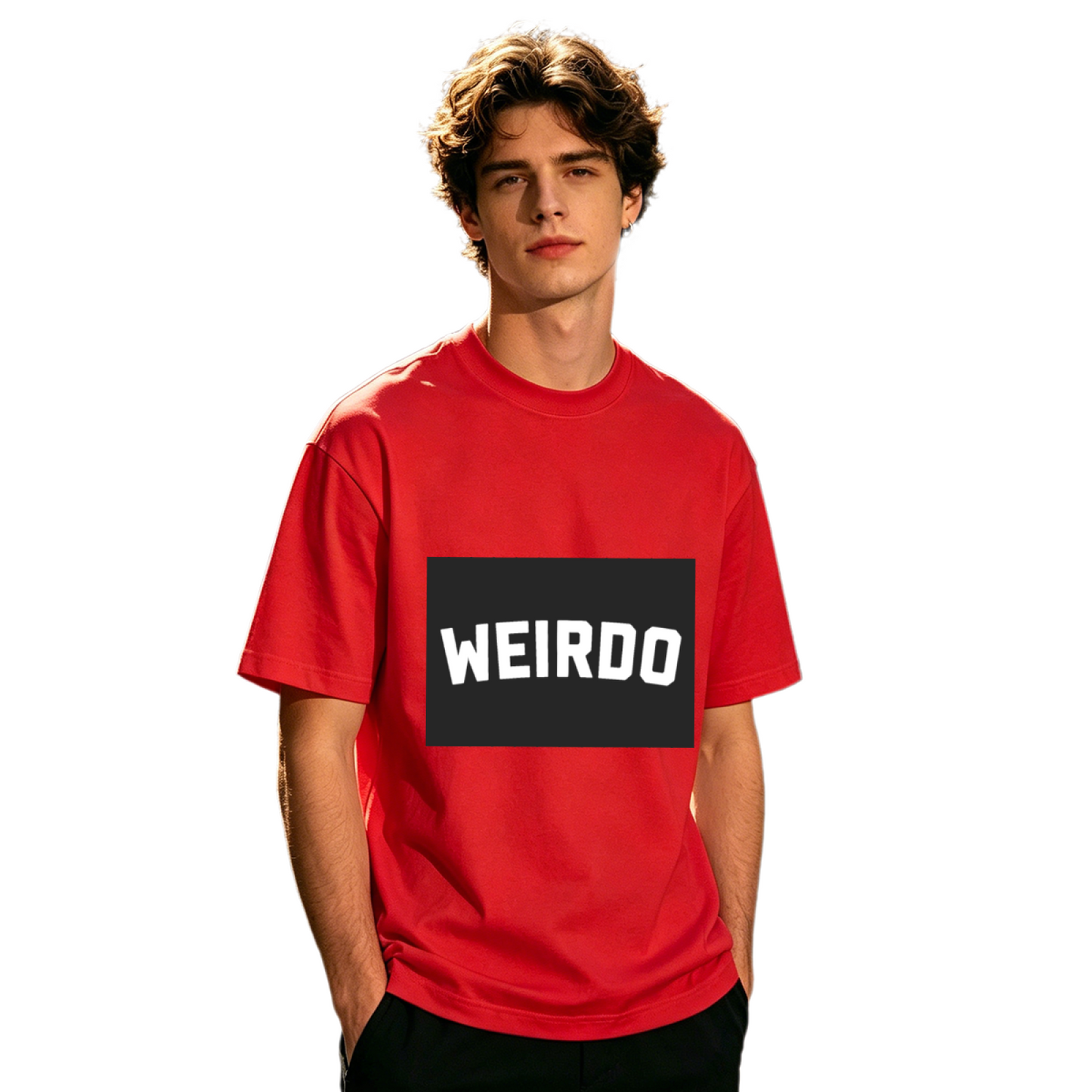Men's Minimal Bold WEIRDO Word Streetwear Graphic Tee