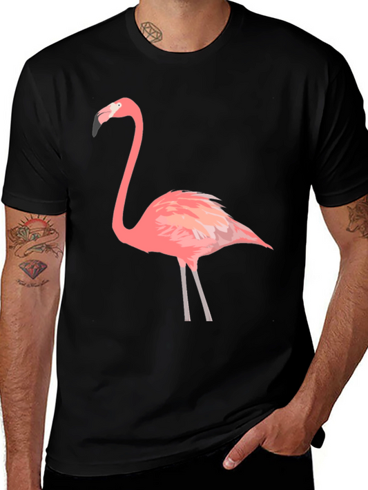Flamingo Graphic Tee - Black Cotton T-Shirt