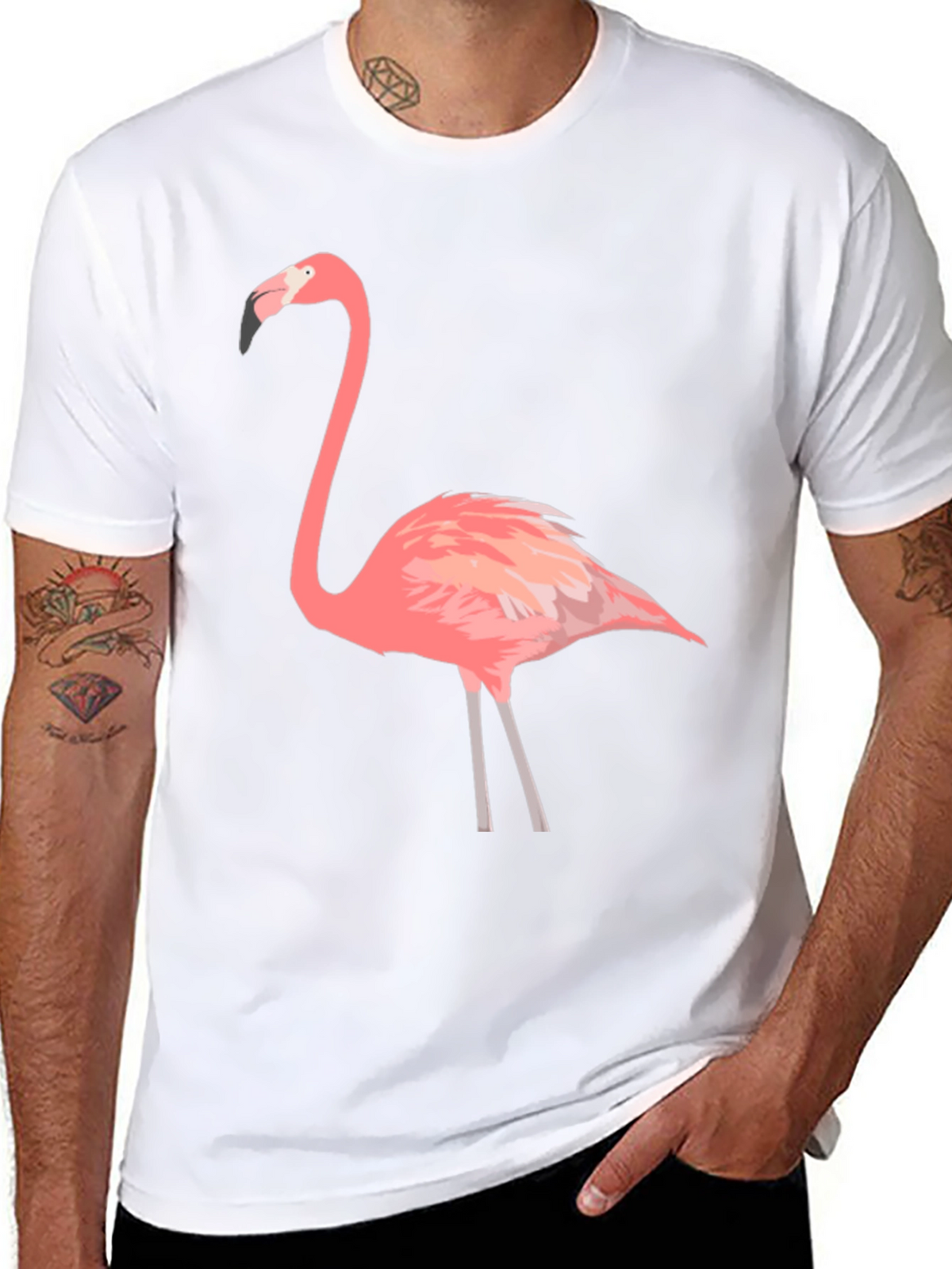 Flamingo Graphic Tee - Black Cotton T-Shirt