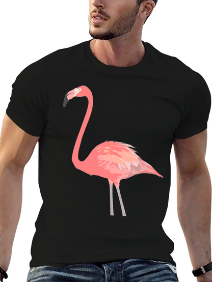 Flamingo Graphic Tee - Black Cotton T-Shirt