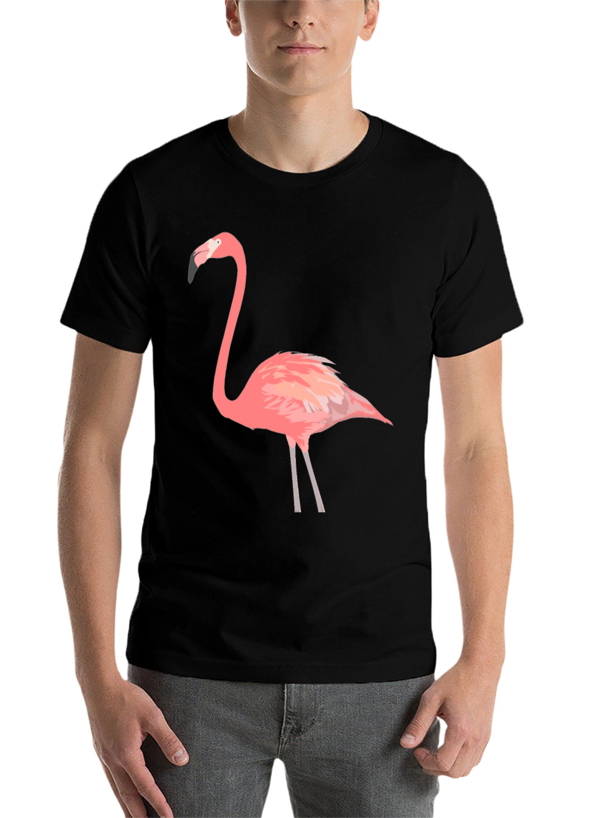 Flamingo Graphic Tee - Black Cotton T-Shirt