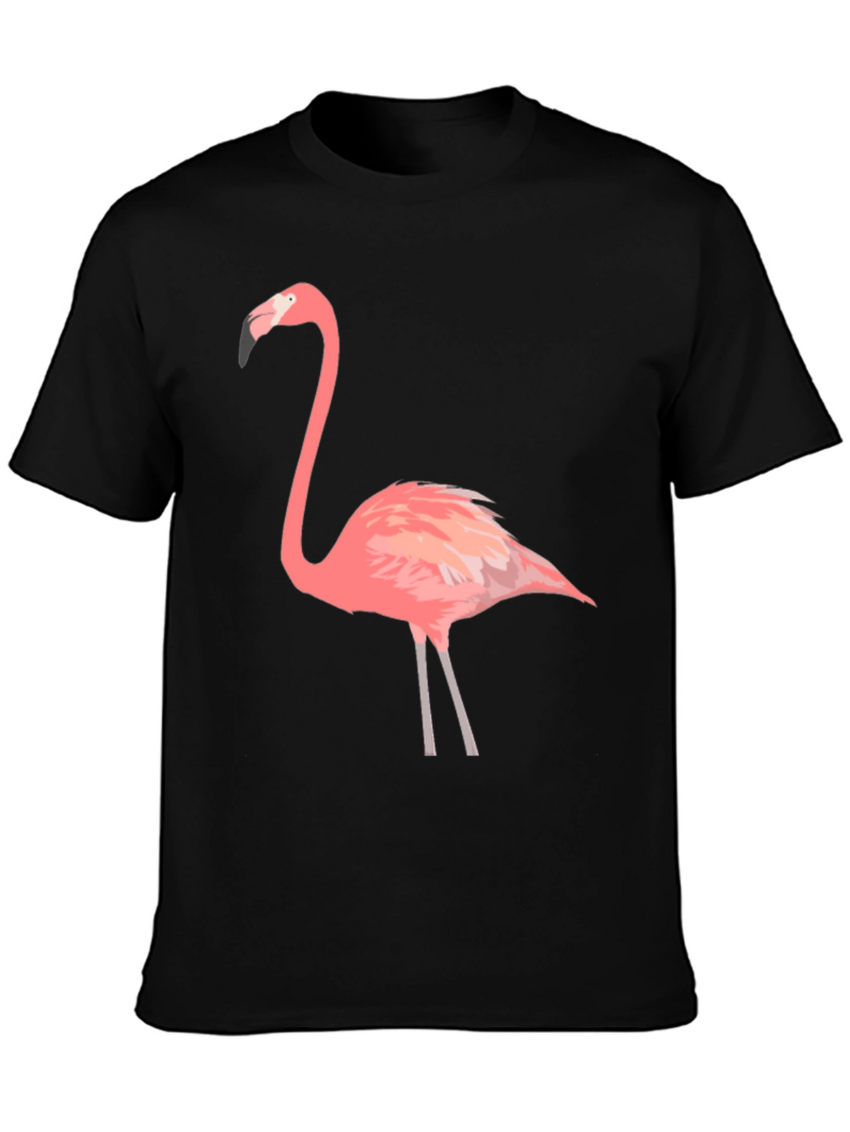 Flamingo Graphic Tee - Black Cotton T-Shirt