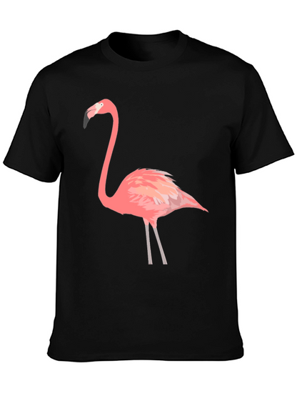Flamingo Graphic Tee - Black Cotton T-Shirt