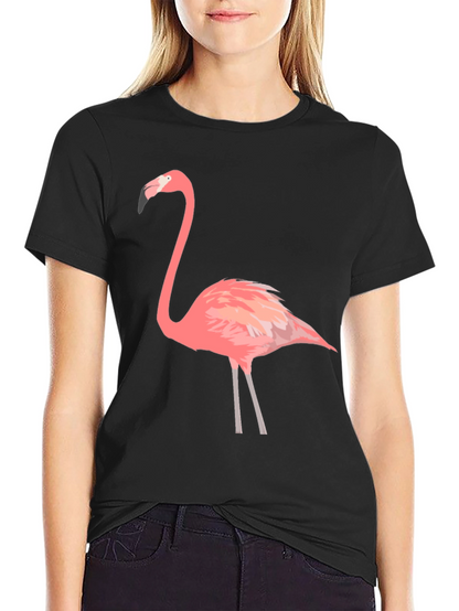 Flamingo Graphic Tee - Black Cotton T-Shirt
