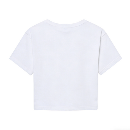 Rainbow Musical Note Heart White Crop Top ¨C Vibrant Music Lover Aesthetic Short T-Shirt
