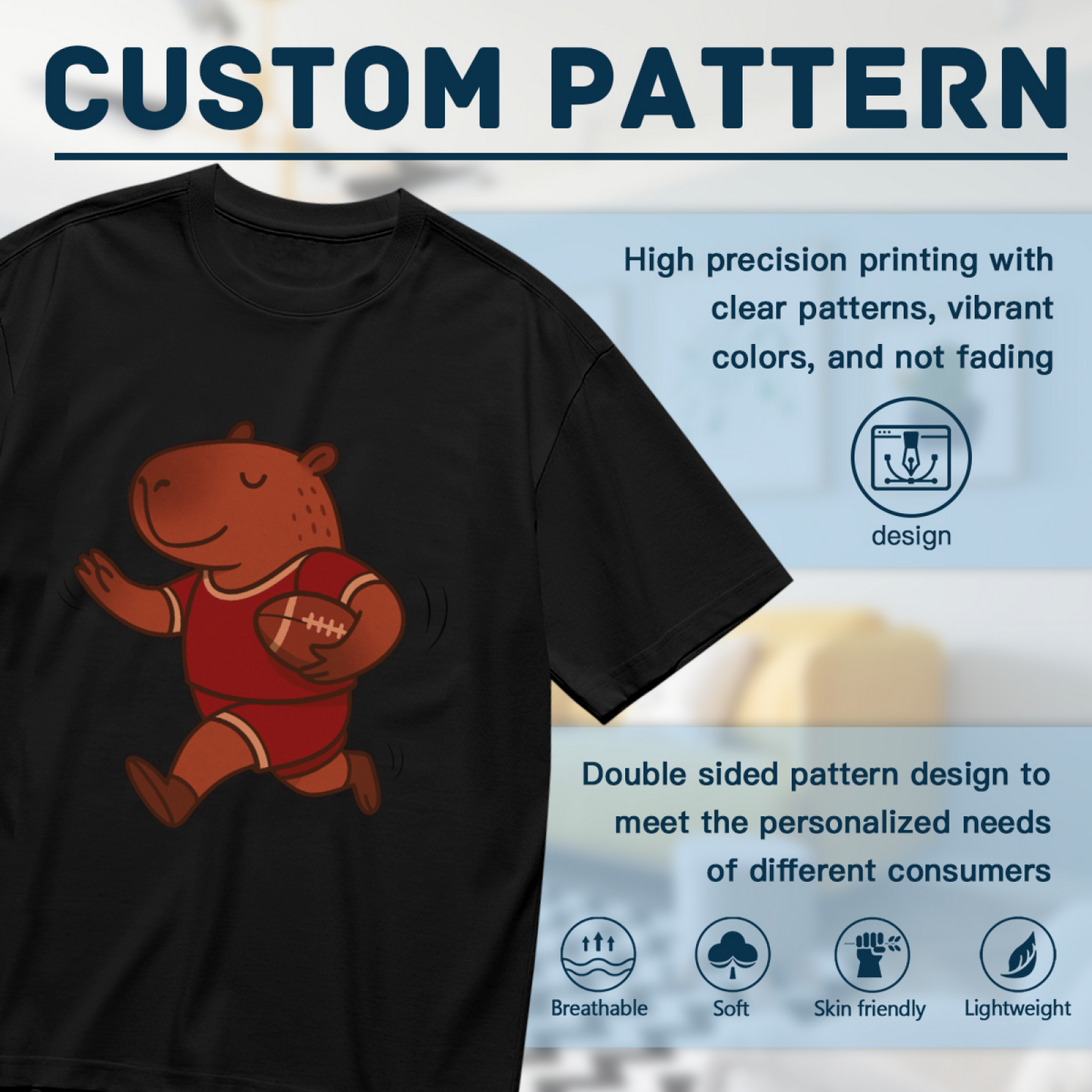 Chill Capybara Football Cartoon Cute Shirt