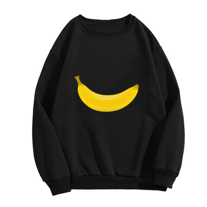 Cute Cartoon Banana Simple Print Crewneck Sweatshirt