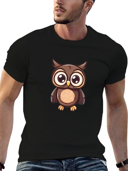 Owl Graphic Print Black T-Shirt