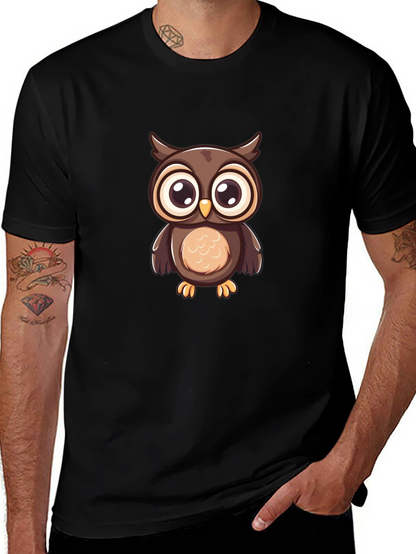 Owl Graphic Print Black T-Shirt