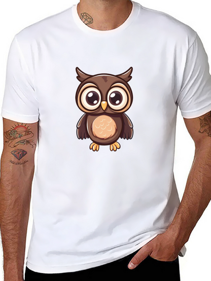 Owl Graphic Print Black T-Shirt