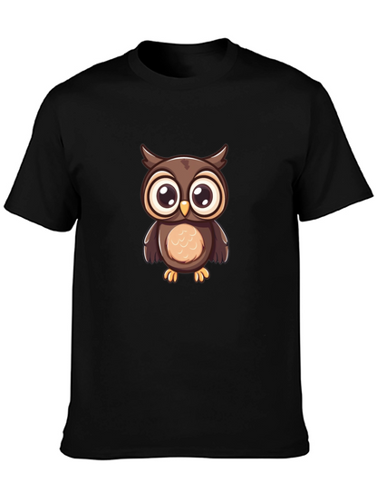 Owl Graphic Print Black T-Shirt