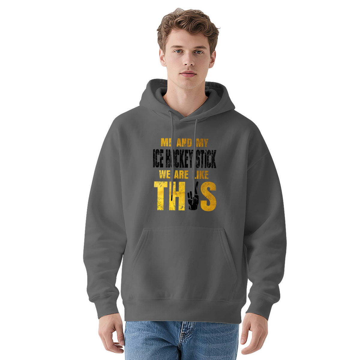Me And My Ice Hockey Stick Gray Hoodie, Hockey Fan Soft Casual Top