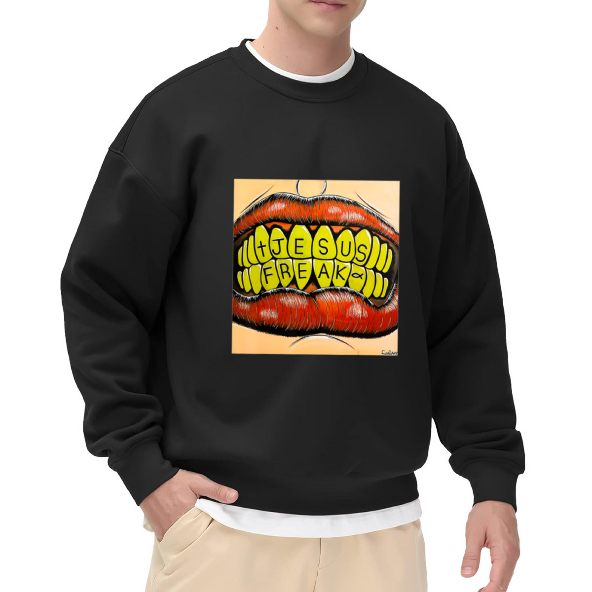 Jesus Freak Bold Grills Street Art Crewneck Sweatshirt
