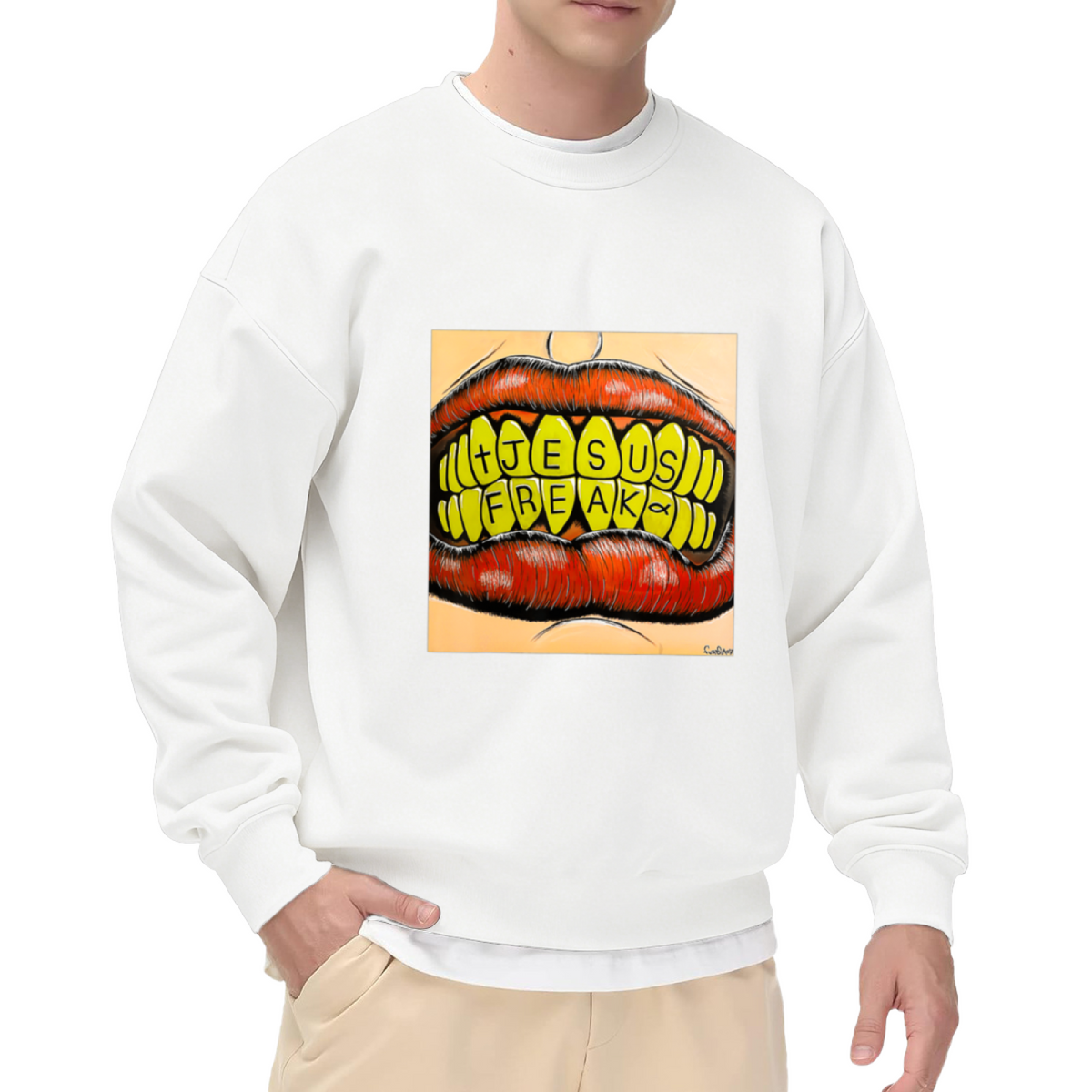 Jesus Freak Bold Grills Street Art Crewneck Sweatshirt