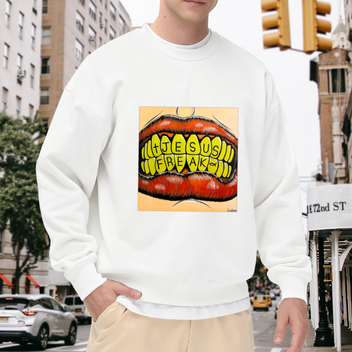 Jesus Freak Bold Grills Street Art Crewneck Sweatshirt