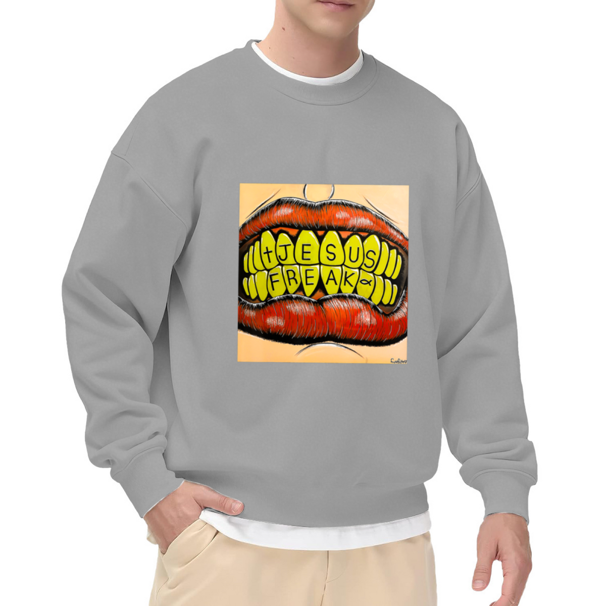 Jesus Freak Bold Grills Street Art Crewneck Sweatshirt