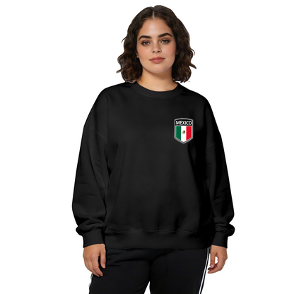 Mexico Flag Shield Patch Minimal Crewneck Sweatshirt