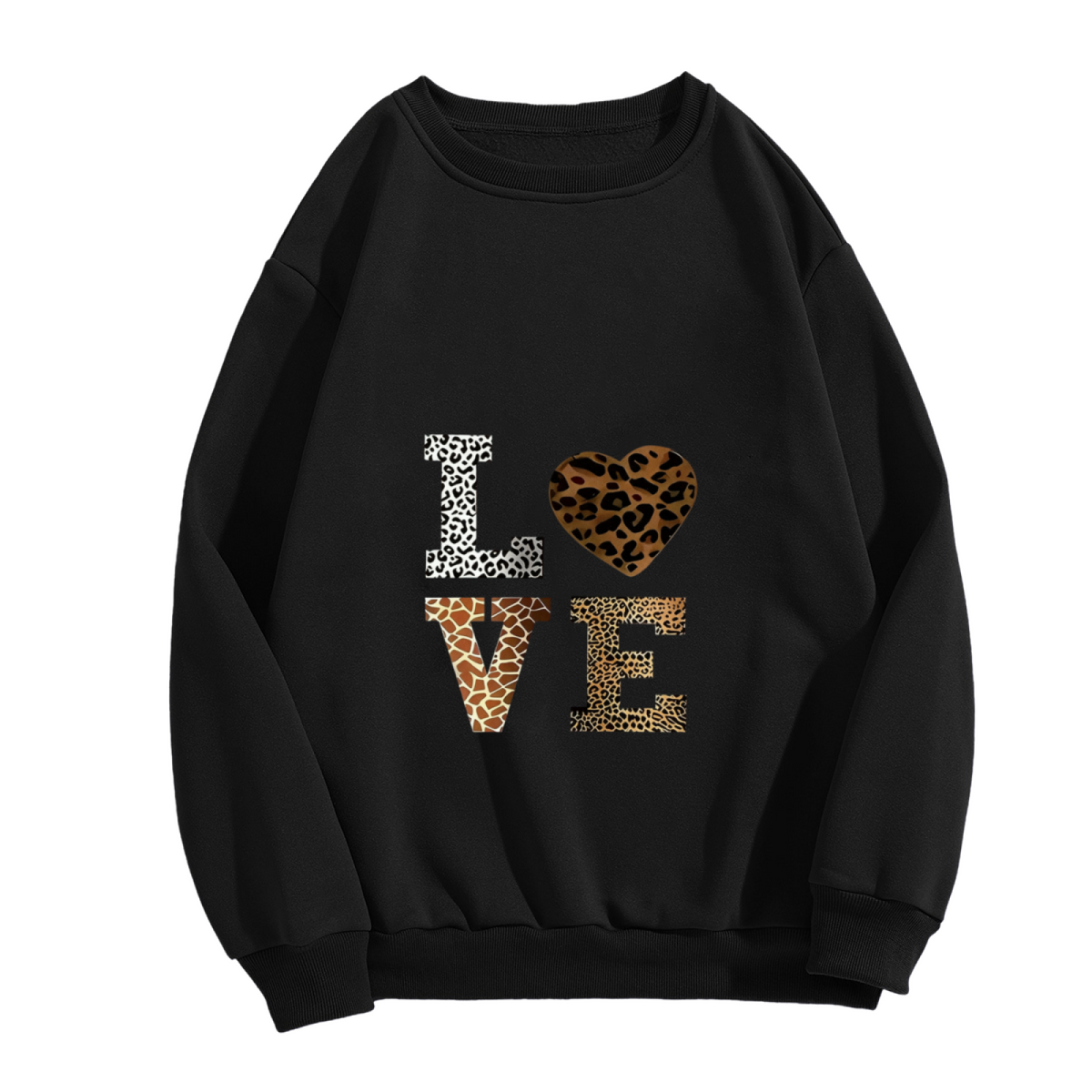 Leopard Print LOVE Letter Crewneck Sweatshirt
