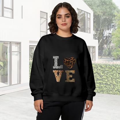Leopard Print LOVE Letter Crewneck Sweatshirt