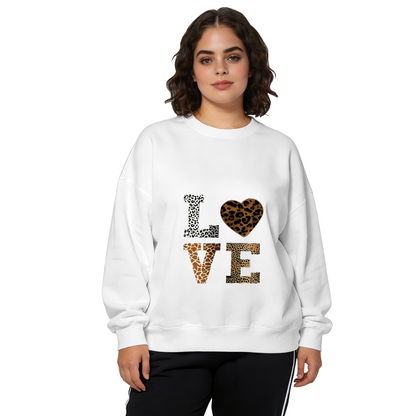 Leopard Print LOVE Letter Crewneck Sweatshirt