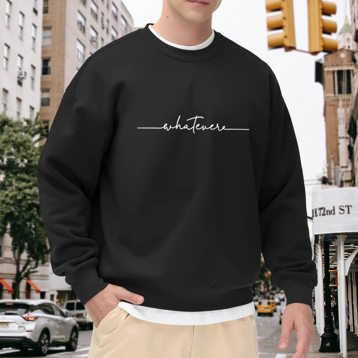 Minimal Whatever Script Simple Crewneck Sweatshirt