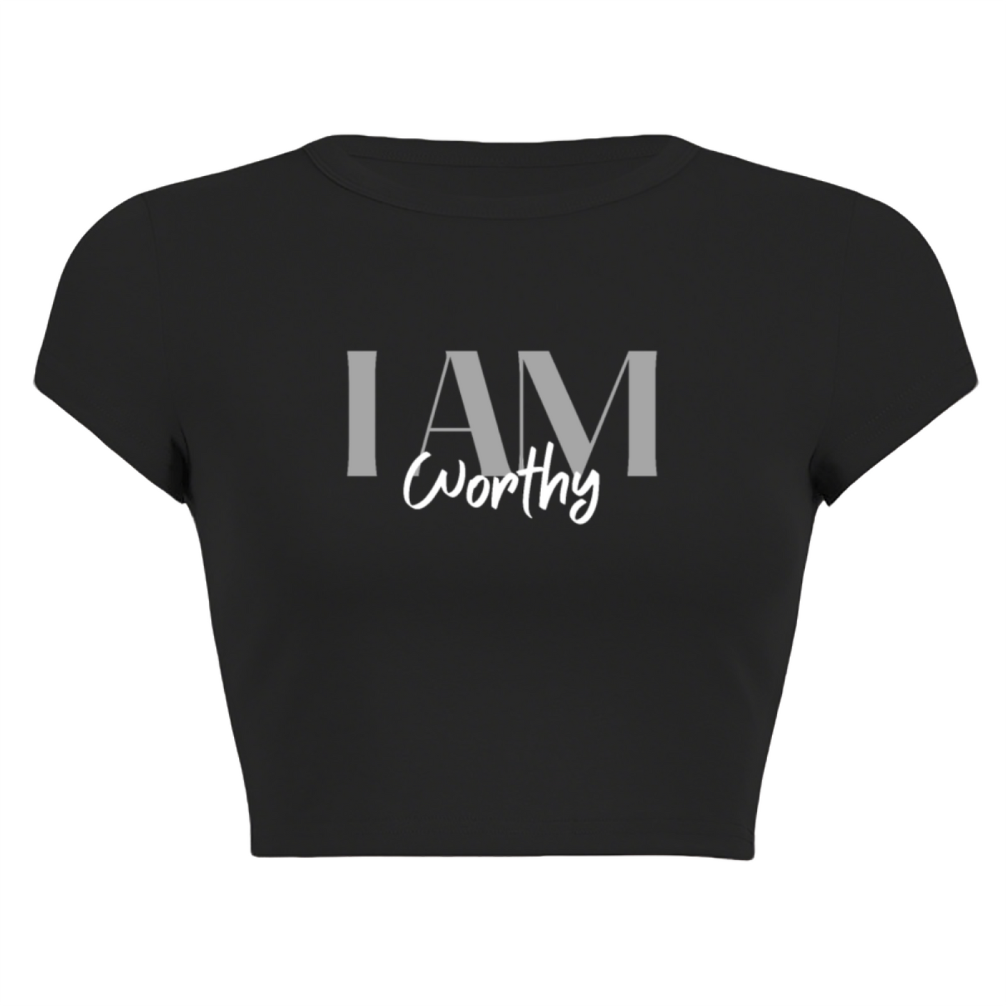 I Am Worthy Aesthetic Minimal Black Crop Tee ¨C Self Love Statement Top