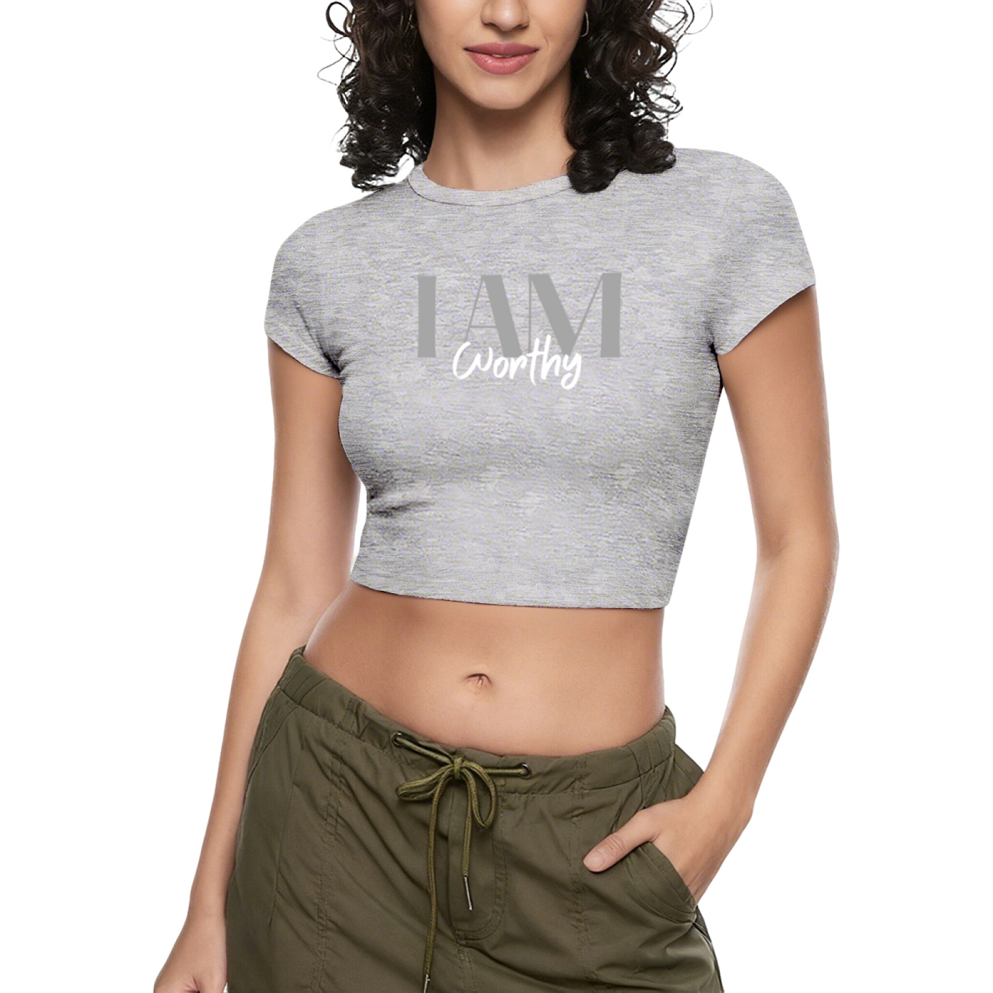 I Am Worthy Aesthetic Minimal Black Crop Tee ¨C Self Love Statement Top