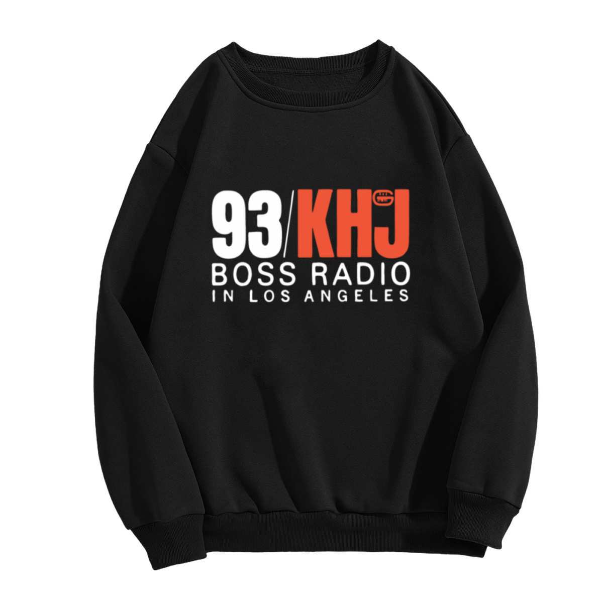 93/KHJ Boss Radio In Los Angeles Vintage Radio Station Crewneck Sweatshirt Retro Graphic Pullover