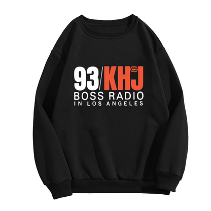 93/KHJ Boss Radio In Los Angeles Vintage Radio Station Crewneck Sweatshirt Retro Graphic Pullover