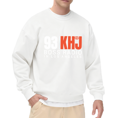93/KHJ Boss Radio In Los Angeles Vintage Radio Station Crewneck Sweatshirt Retro Graphic Pullover