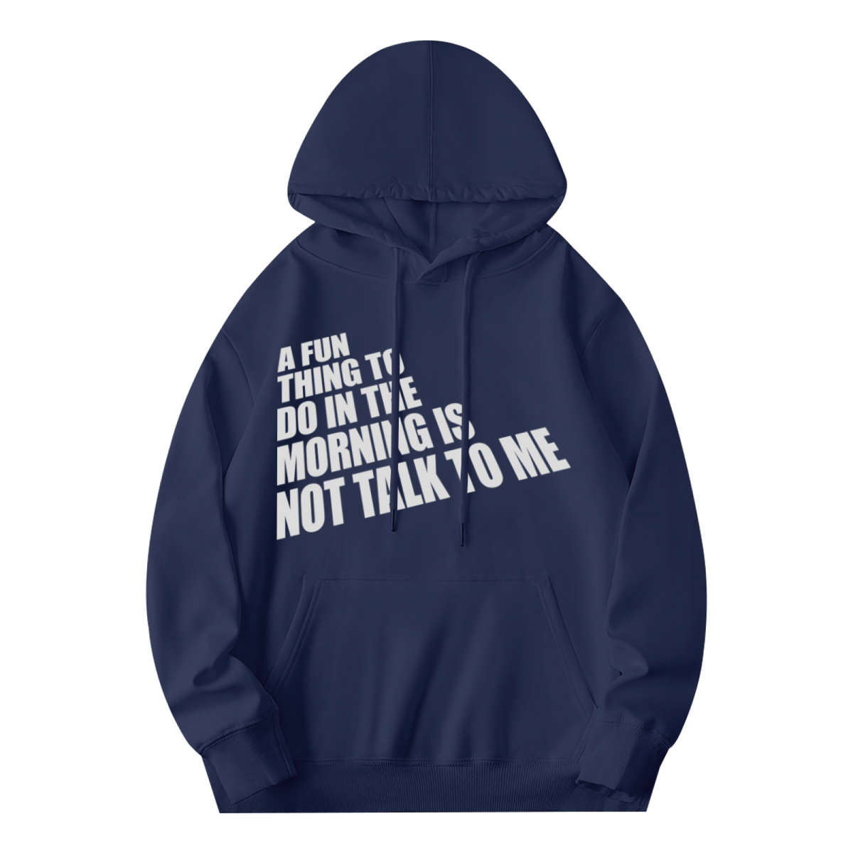 Morning Introvert Slogan Graphic Hoodie, Unisex Relaxed Comfort Navy Hooded Sweatshirt