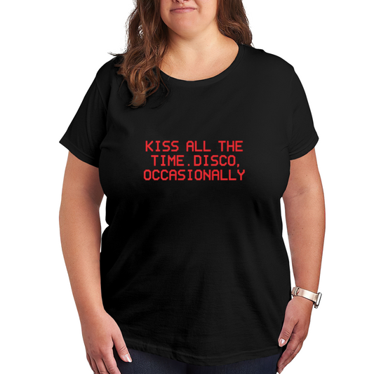 Kiss All The Time Disco Occasionally Retro Pixel Font Fan Shirt