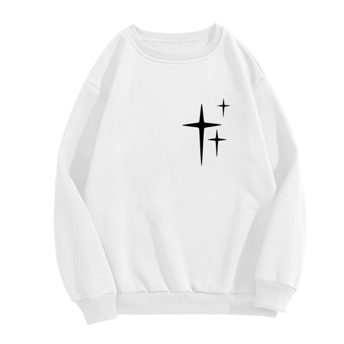 Simple Three Star Minimalist Graphic Crewneck Sweatshirt