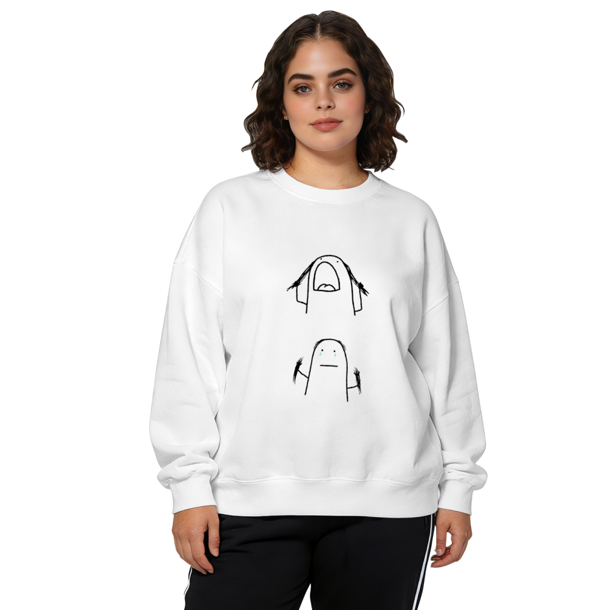 Funny Simple Doodle Meme Character Graphic Crewneck Sweatshirt