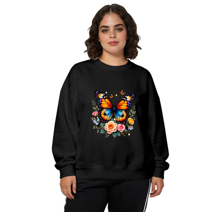 Vivid Multicolor Butterflies & Soft Roses Aesthetic Crewneck Sweatshirt