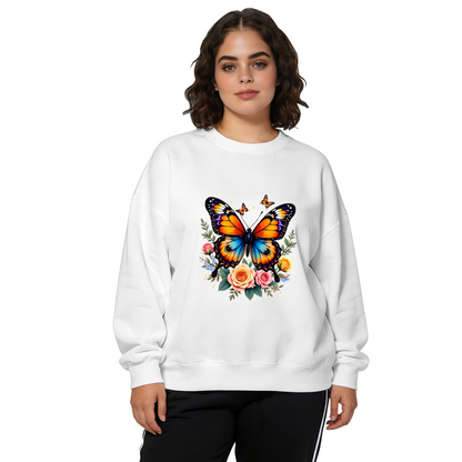 Vivid Multicolor Butterflies & Soft Roses Aesthetic Crewneck Sweatshirt