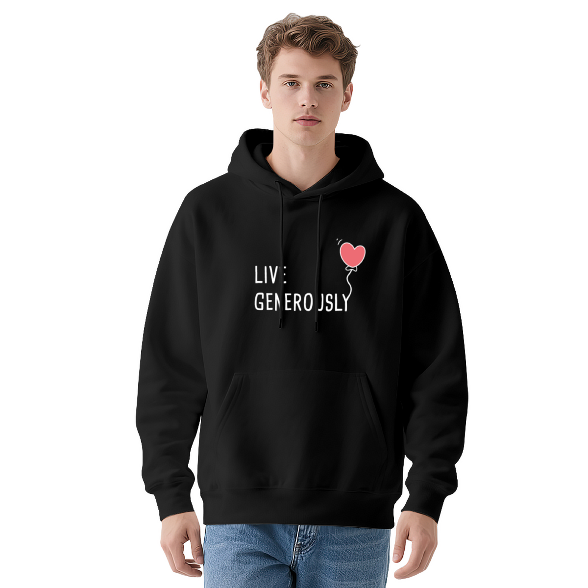 Live Generously Heart Balloon Positive Vibe Hoodie