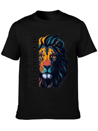 Be Courageous Lion Graphic T-Shirt - Black