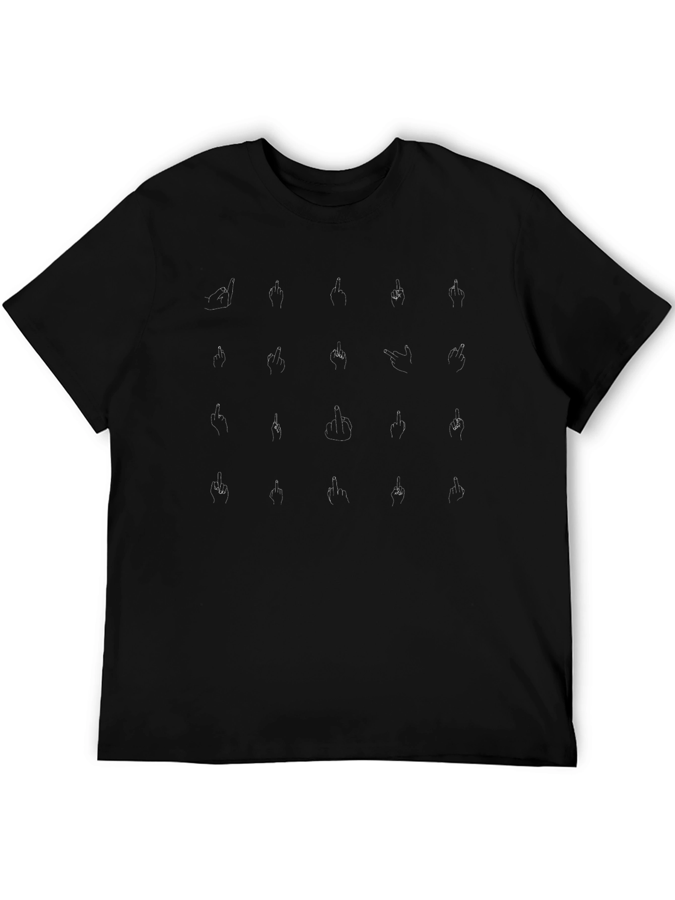 Middle Finger Pattern T-Shirt - Unisex Adult