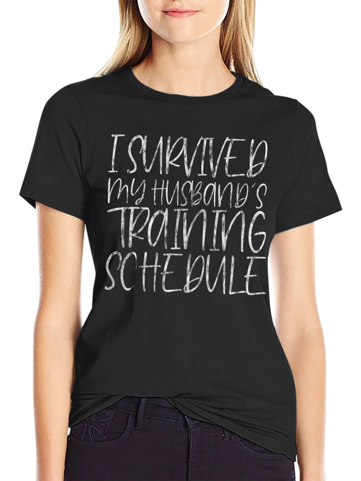Humorous I Survived Husband Training Schedule T-Shirt