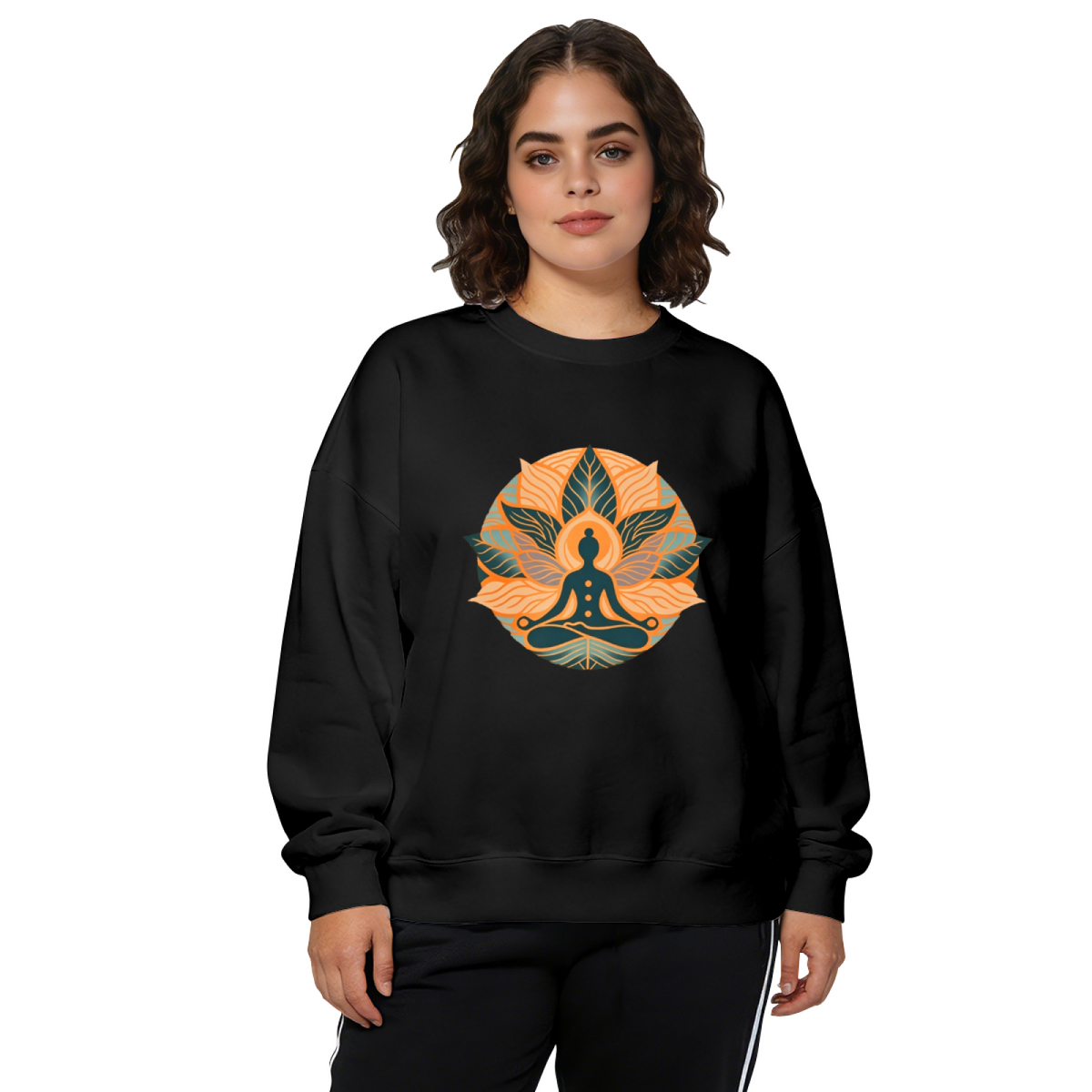 Lotus Meditation Yoga Spiritual Boho Art Crewneck Sweatshirt