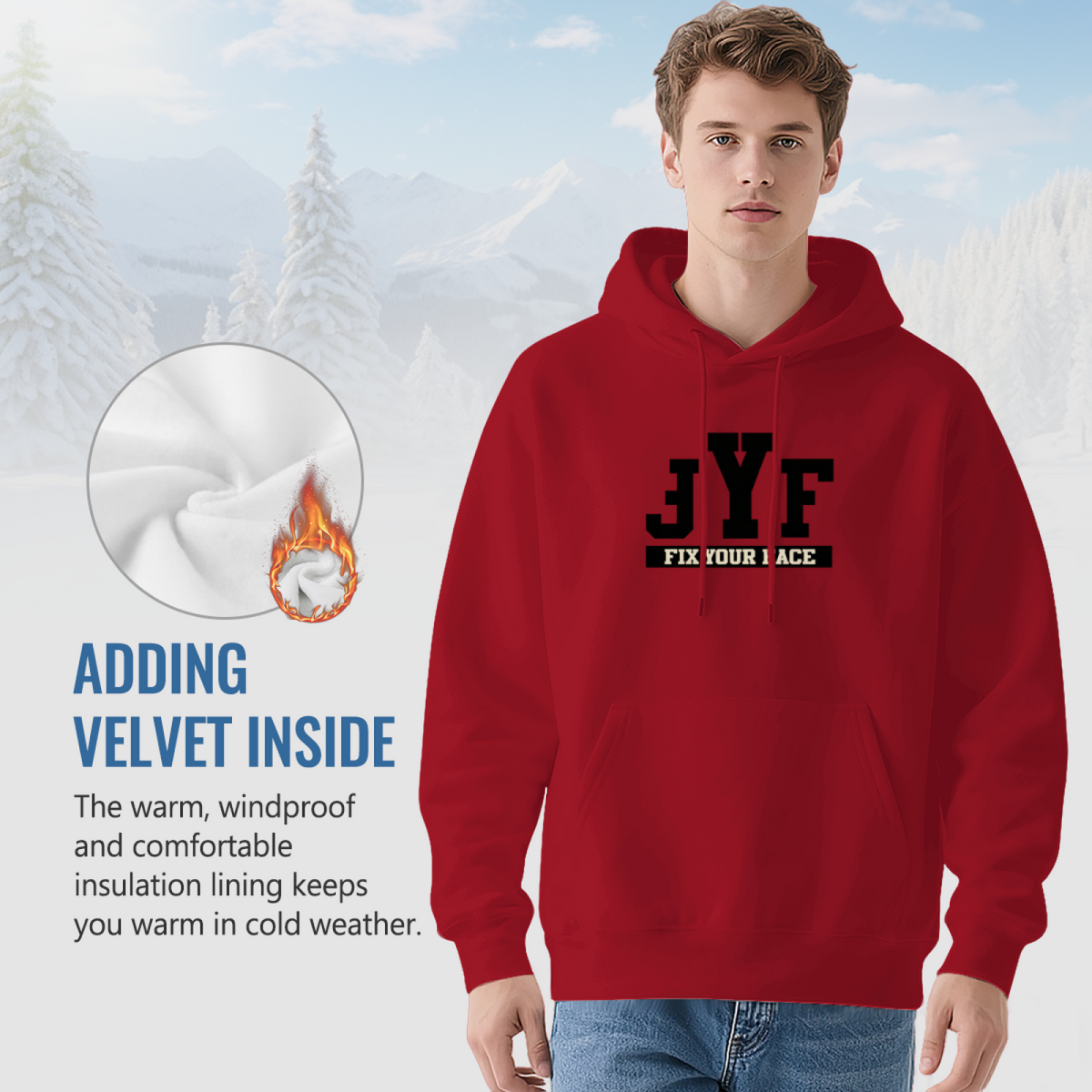 JYF Fix Your Face Bold Letter Print Pullover Hoodie