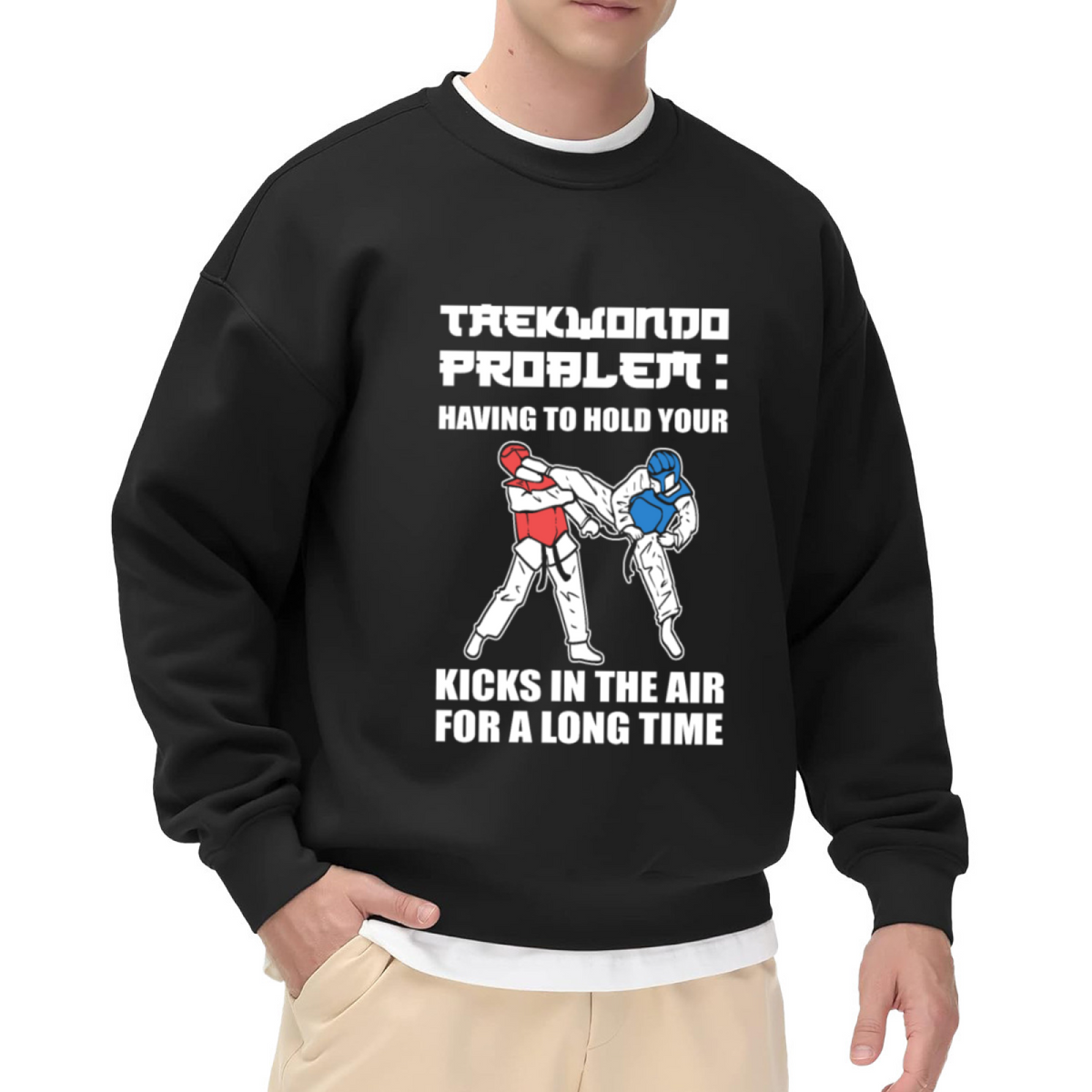 Funny Taekwondo Meme Graphic Crewneck Sweatshirt