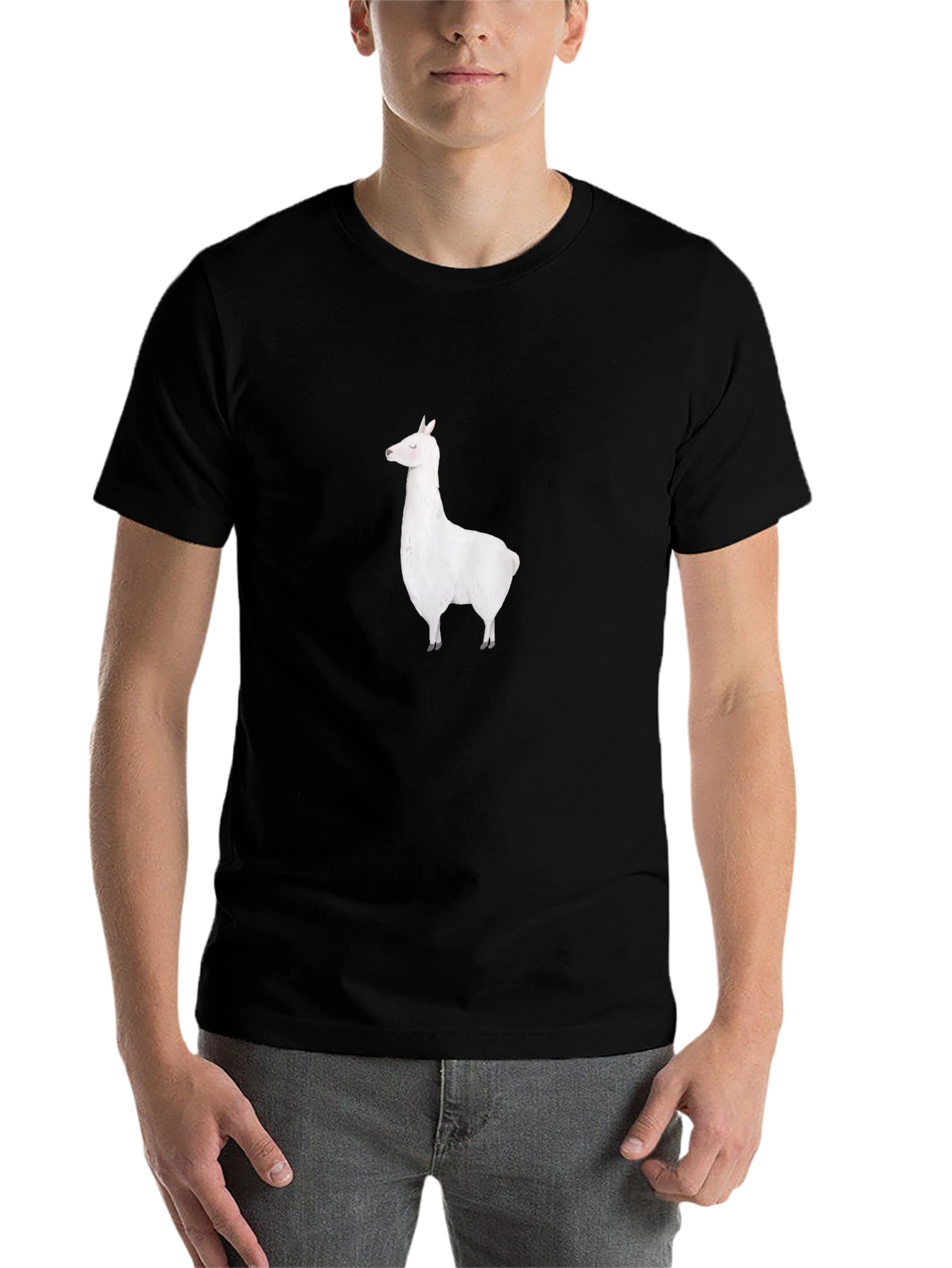 Llama Graphic Tee - Black Cotton T-Shirt