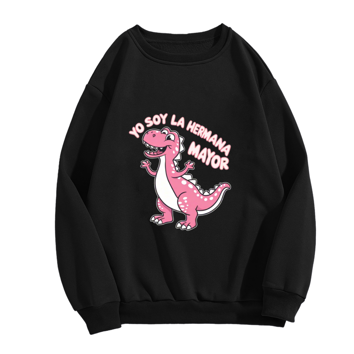 Yo Soy La Hermana Mayor Cute Pink Dinosaur Crewneck Sweatshirt