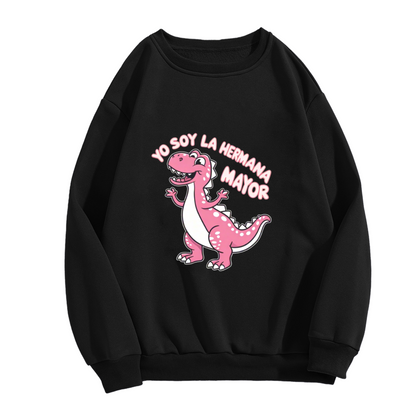 Yo Soy La Hermana Mayor Cute Pink Dinosaur Crewneck Sweatshirt