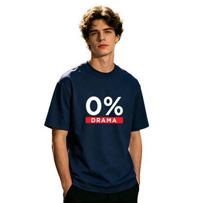 Men's 0% Drama Minimal Funny Slogan Casual Graphic T-Shirt