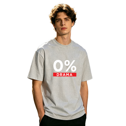 Men's 0% Drama Minimal Funny Slogan Casual Graphic T-Shirt